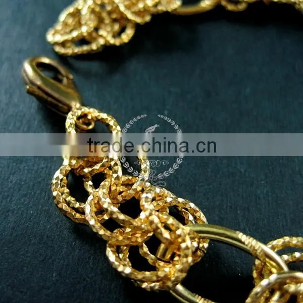 20cm Raw Brass Faceted Circle Round Oval Link Fashion DIY Bracelet Supplies 1900077 photo-2