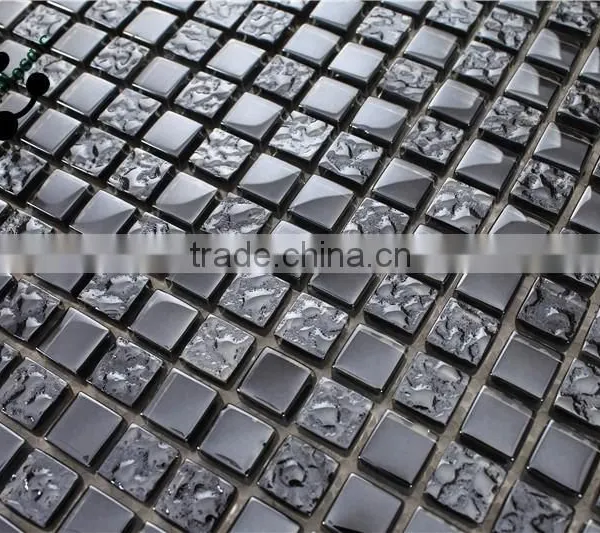 SMP14 Waterproof Mosaic Interior House Mosaic Black Electroplate Glass Mosaic photo-4