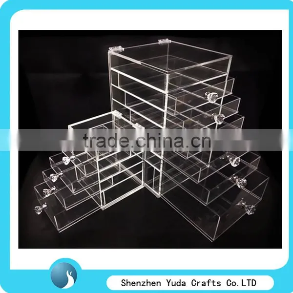 Deluxe Diamond Handle Clear Acrylic Makeup Organizer 5 6 7 Drawer Kardashian-style Storage Box Cube Case w Flip Top Quality photo-5