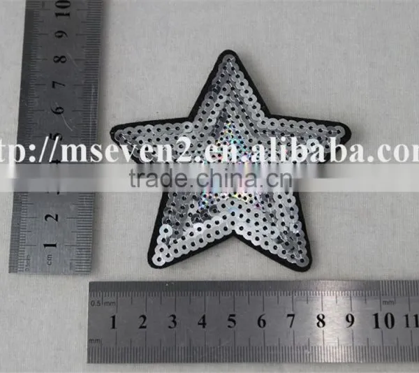 New Fashion White Color Custom Star Design Sequin Applique Star Pattern Embroidery Patch for Jeans photo-6