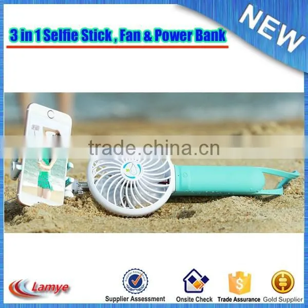 New Product Summer Power Bank Mini USB Fan Selfie Stick With Fan Factory Wholesale photo-3