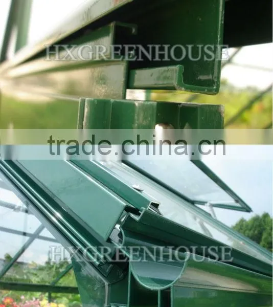Low Cost Galvanized Steel Frame 4mm Tempered Glass Greenhouse HX98 Series photo-4