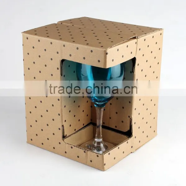 Set of 4 Wholesale Kraft Window Box Packed Solid Color Wine GLass photo-2