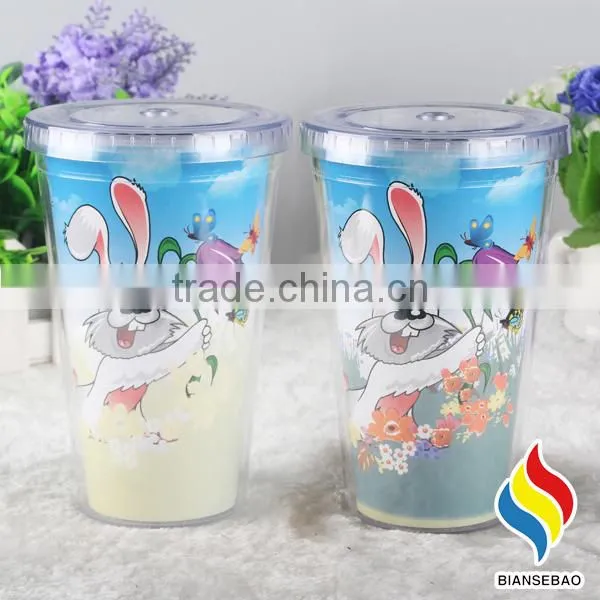 Double Wall Plastic Tumbler With Removable Paper Insert photo-3
