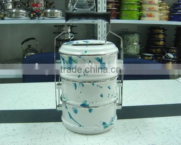 14-20cm 2pcs 3pcs 4pcs Set Portable Enamel Lunch Box Food Tiffin Carrier photo-2