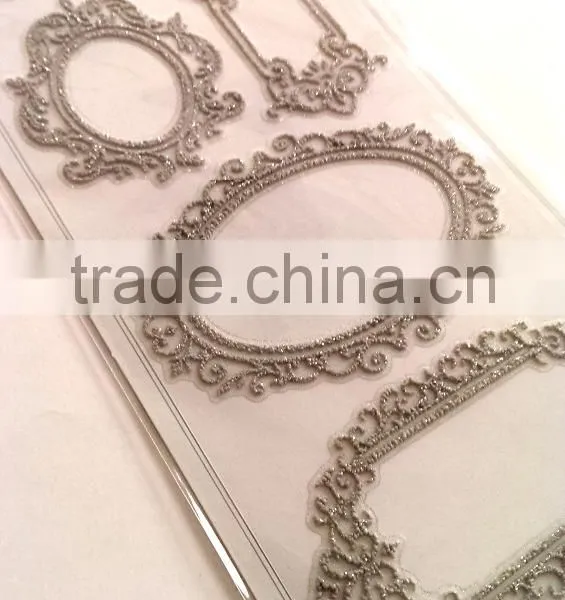 Self-Adhesive Classic Glitter Lace Foam Sticker, Elegant Decorative Shinny Glitter Sticker photo-3