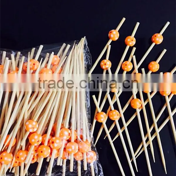 ZHUPING Bamboo Fruit Pick Wholesales Bamboo Toothpicks Beaded photo-2