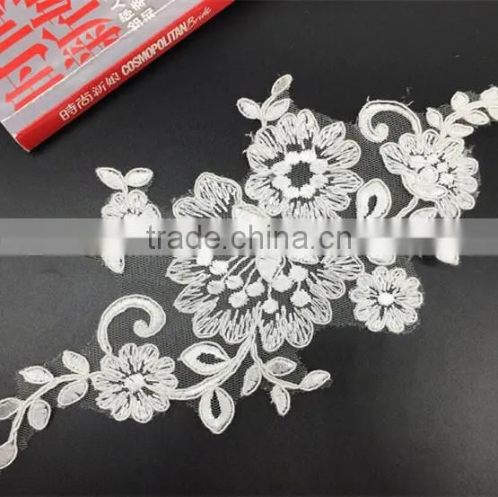 Wedding Flower Embroidery Lace Fabric 3d Flower Wedding Dress Lace Applique photo-2