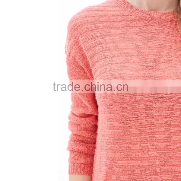 Custom Long Sleeve Rib Knit Hem Crew Neck Sweater Knitted Sweater Women photo-3