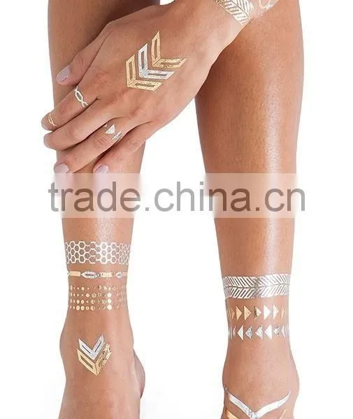 Wholesale Gold and Silver Metallic Temporary Tattoo Sticker photo-2