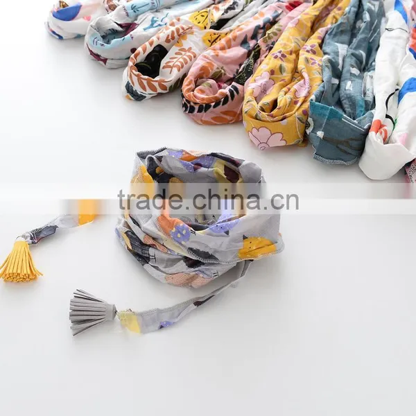 Cute Winter Warm Cotton Children Trangular Tassel Scarf photo-3