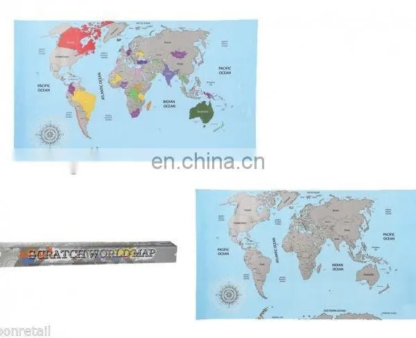 SCRATCH OFF ATLAS World Map Globe Countries Travel Log Poster Journal Accessory SG001