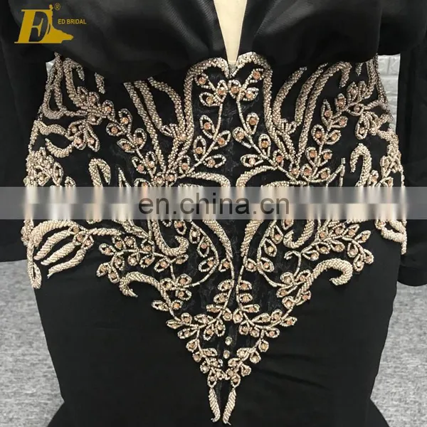 Sexy Deep V Neckline See Though Back Handwork Beading Lady Evening Dress Long Sleeve photo-5