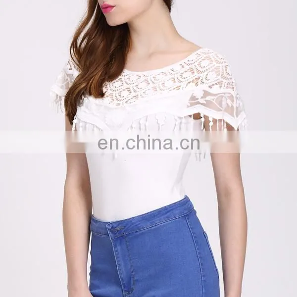 2016 Ladies New Design Fashion Top Jointed Lace Top photo-4