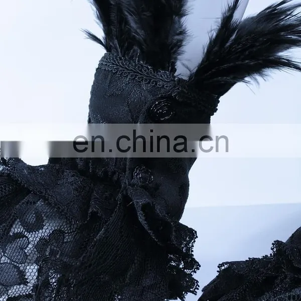 Gothic Laced Mini Gloves With Feathers photo-3