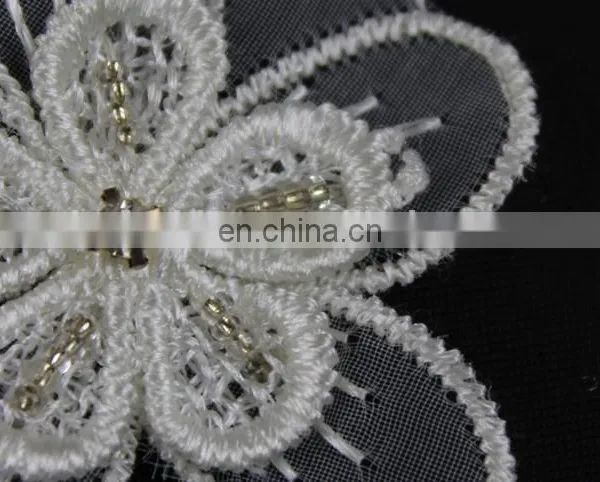 100%polyester Beaded Flower Lace Trim for Decorative photo-4