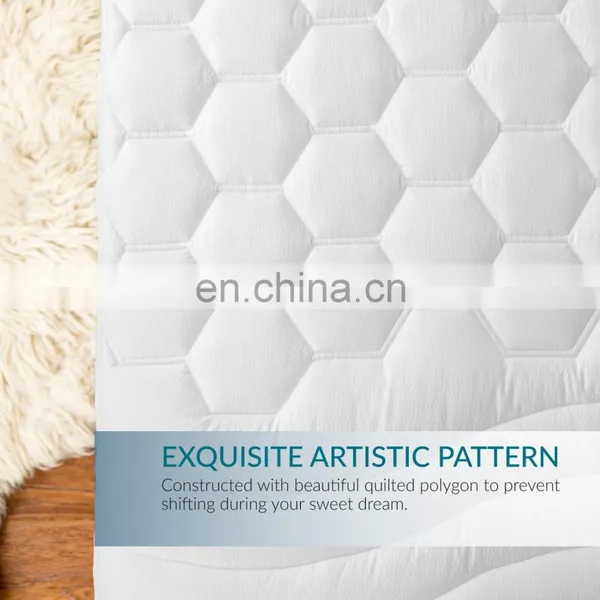 Hypoallergenic Queen Quilt Elastic Soild Coloured Patterned Bed Cover Waterproof Mattress Protector For India photo-3