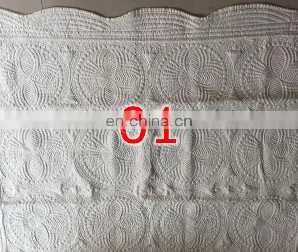 36*46inch INS Embroidery 100% Cotton BABY QUILTS Blanks Blanket Scalloped Quilted Baby Blanket Shower Cover Gift for Baby photo-3