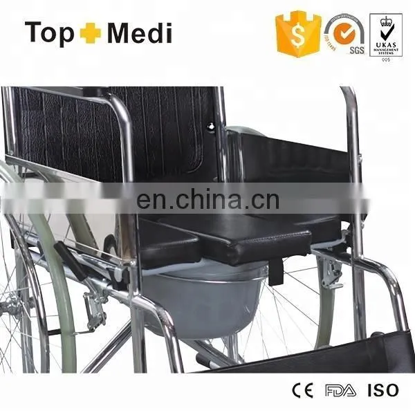 Foldable Lightweight Steel Manual Commode Wheelchair for Disabled photo-2