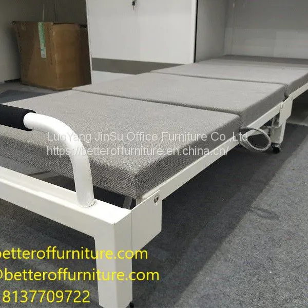 Tambour Door Office Workstation Use Folding Bed Steel Tube Frame With Cushion Sponge Roll Away Wheels photo-2