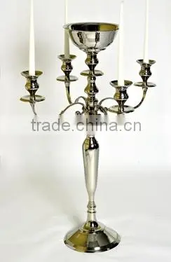 Aluminum Wedding Candelabra With Centrepiece Silver Finish, Candelabra With Flower Bowl photo-3
