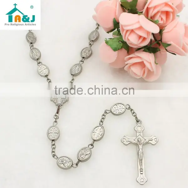 Oval Shape Metal Beads Rosary photo-2