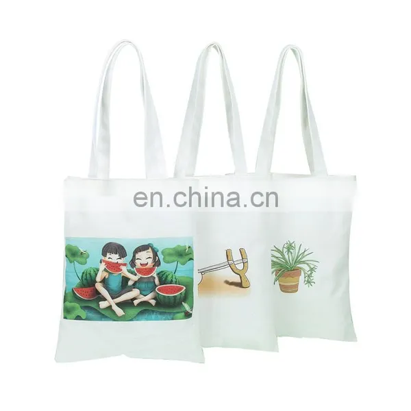 Wholesale Canvas Eco Friendly Handbag Logo Printed Colorful Cheap Cotton Tote Bag for Women photo-3
