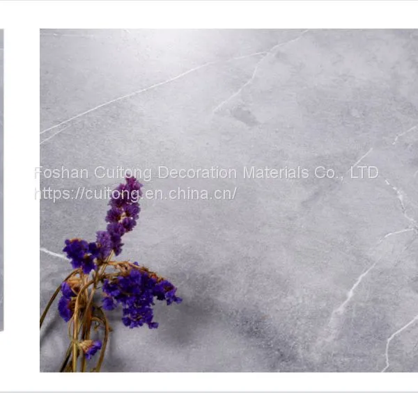 China Guangdong Wholesale Imitation Cement Stone Plastic Floor Glue Gray SPC Floor Tile Simulation Stone Plastic Sheet Floor photo-3
