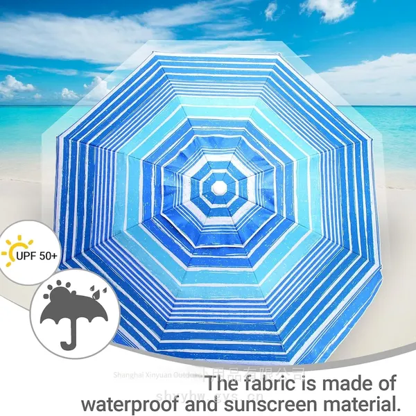 Portable Beach Umbrella, 6.5 Feet, Thickened, Windproof and Uv50+ Anti-ultraviolet photo-4