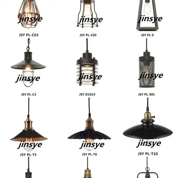 Customized E26 E27 Vintage Iron Hanging Lamp Black Pendant Lighting photo-5