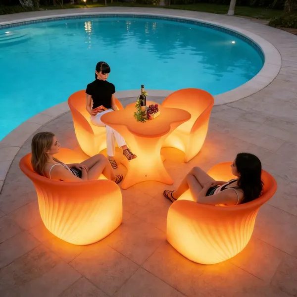 Party Light up Table Kitchen Bar Led Chairs Nightclub Furniture Mini Bar Plastic Table Bar Stool Light up Furniture Set photo-5