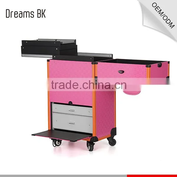 Pink Rolling Makeup Case With Trays photo-4
