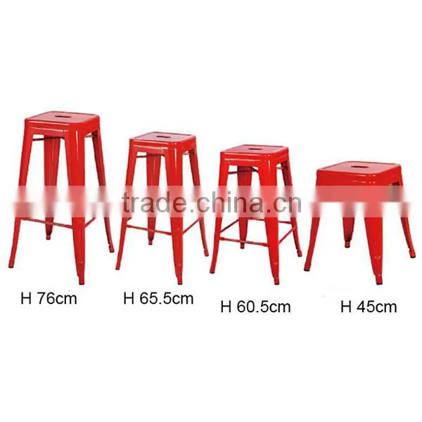 MCH-1505 75cm Height Metal White Stool With Wooden Seat Top photo-4