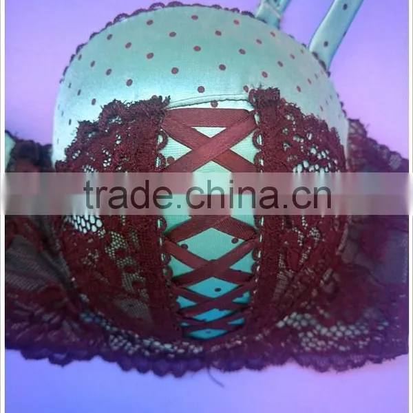 Plus Size Satin Bra W/Lace Up, High Quality Bra photo-2