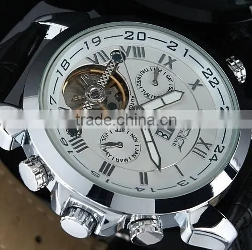 Jargar Men Gent White Tourbillon Date Aviator Automatic Mechanical Watch WM182 photo-6