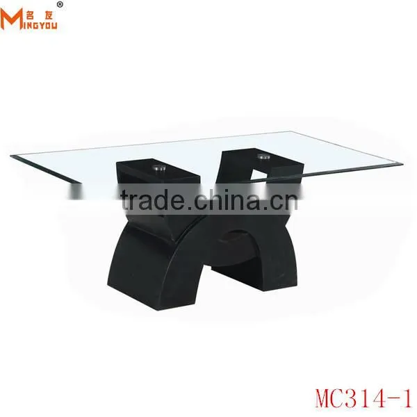 Modern Wood Base Glass Top Table Coffee photo-3