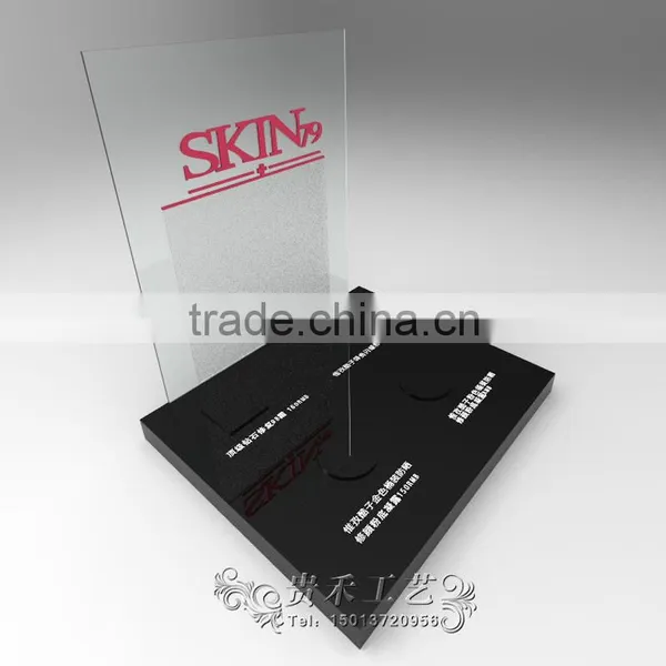 GH-U026 New Design White and Black Acrylic Cosmetic Display Stand With Customized Logo and Holes photo-3