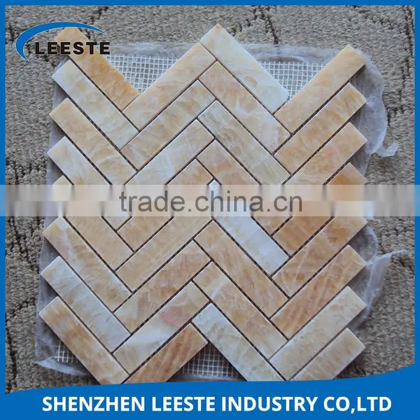 Triple Inspection System Guarantees Good Quality Honey Onyx China Mosaic Tiles photo-2