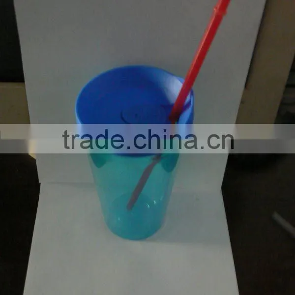 New Design Double Wall Plastic Cup With Straw and Lid