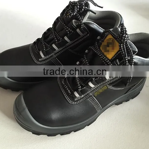 Middle Cut Ming Cowhide Safety Shoe With Steel Toe, Industrual Work Safety Shoe, Black, HW-2004 photo-2