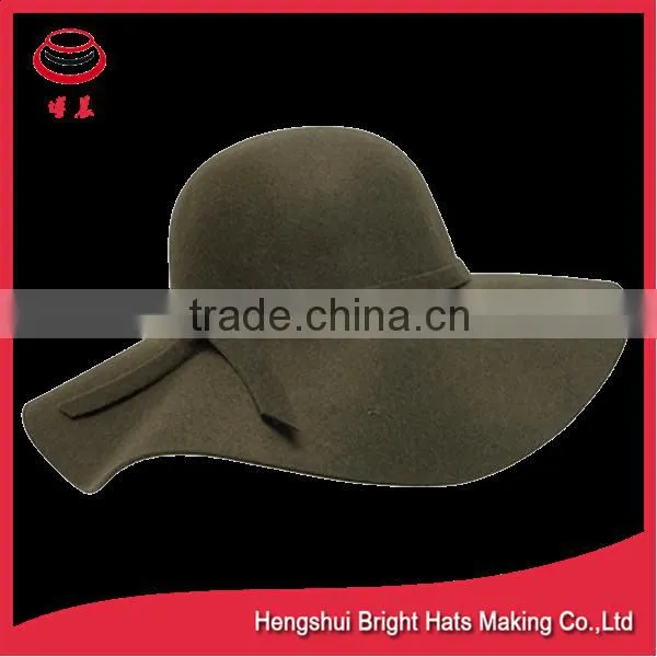 Fashion Ladies Wool Felt Floppy Hat With Tied Band photo-6