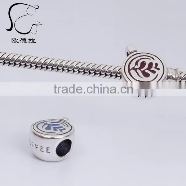 Custom Made Sterling Silver Fashion Coffee Cup Enamel Charms photo-4