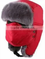 Custom Nylon & Fake Fur Windproof Winter Hat With Earmuff