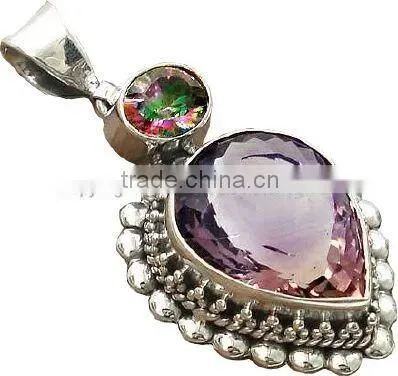 A3036 Sterling Silver Blue Topaz. Pendant, Semiprecious Pendant, Silver Pandant photo-2
