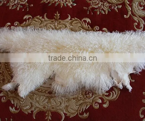White Color Mongolian Sheep Fur Skin / Long Haired Sheep Fur Skin Quality Choice photo-4