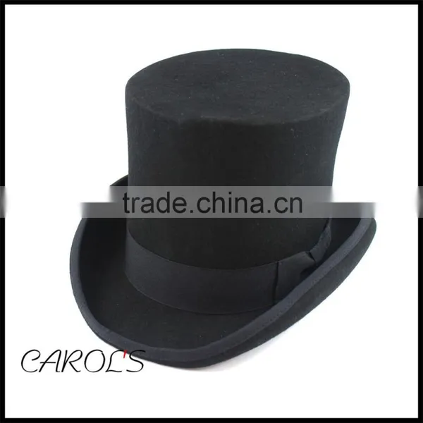 Top Hat With Black Riboon Party Hats Blank Cap 100% Wool Top Hat Quality Choice