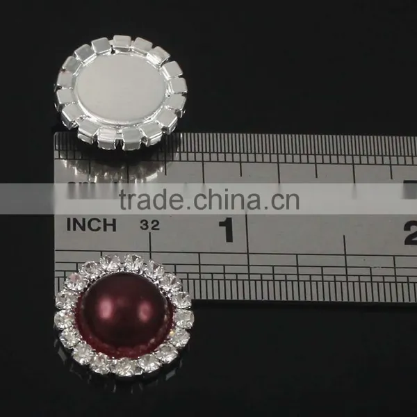 Small Round Shape Rhinestone Pearl Button photo-2