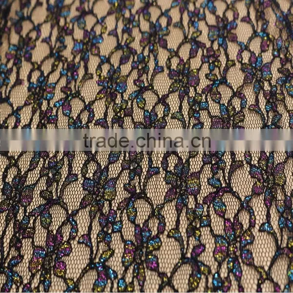 metallic lurex nylon lace tulle fabric for apparel