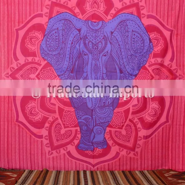 Ethnic Good Luck Indian Elephant With Lotus Mandala Home Decor Hippie Wall Art Bohemian Wall Hanging Tapestry photo-2