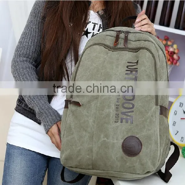 2016 Manufactures China Cotton Bag Classic Canvas Backpack With Leather photo-5